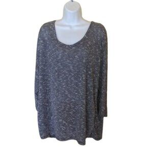 -Long Soft Gray Scoop Neck Sweater Size 2X